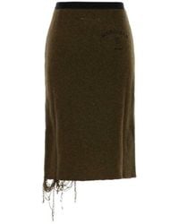 MM6 by Maison Margiela - Distressed Hem Knitted Skirt - Lyst