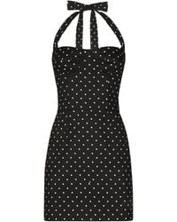Dolce & Gabbana - Short Cotton Corset Dress With Polka-Dot - Lyst