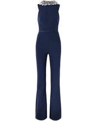 Safiyaa - Satin-Trimmed Crepe Jumpsuit - Lyst