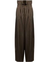 KHAITE - Paperbag Wide-Leg Pants - Lyst