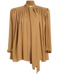 KHAITE - Silk Georgette Draped Shirt - Lyst