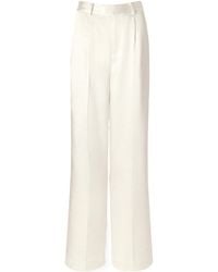Self-Portrait - Pleated Satin-Finish Tailored Trousers - Lyst