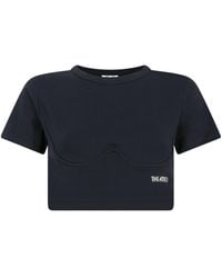 The Attico - The Contoured Hem Cropped T-Shirt - Lyst