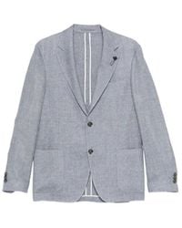 Lardini - Button Linen Blazer - Lyst