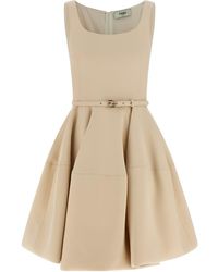 Fendi - Belted-Waist Sleeveless Dress - Lyst