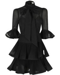 Zimmermann - Pleated Sleeved Mini Dress - Lyst