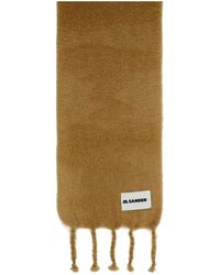 Jil Sander - Logo Patch Fringed Scarf - Lyst