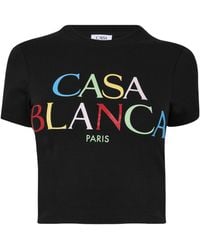 CASABLANCA - Cropped Crew Neck Tee - Lyst
