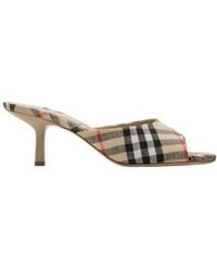 Burberry - Check Mews Low Sandals - Lyst