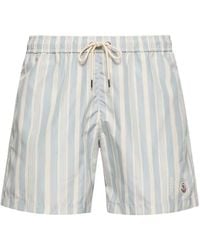 Moncler - Drawstring Striped Swim Shorts - Lyst