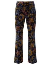 Etro - Cotton Velvet Trousers With Floral Overprint - Lyst