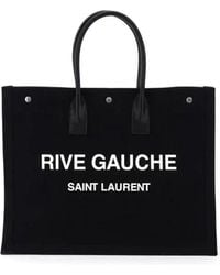Saint Laurent - Rive Gauche Logo Printed Tote Bag - Lyst