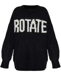 ROTATE BIRGER CHRISTENSEN - Logo Intarsia-Knit Crewneck Jumper - Lyst