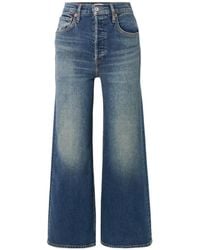 RE/DONE - Cropped High-Rise Wide-Leg Jeans - Lyst