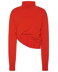 The Row - High-Neck Asymmetrical Cashmere Sweater - Lyst