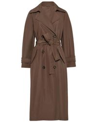Brunello Cucinelli - Double-Breasted Belted Trench Coat - Lyst