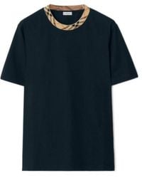 Burberry - Check Trim Crewneck T-Shirt - Lyst