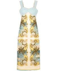 FARM Rio - Royal Sea Tropical-Print Sleeveless Midi Dress - Lyst