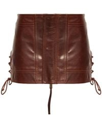 DSquared² - Lace-Up Leather Skirt - Lyst