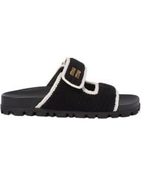 Miu Miu - Logo-Lettering Slip-On Sandals - Lyst