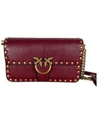 Pinko - Stud Detailed Baby Love Slouchy Crossbody Bag - Lyst