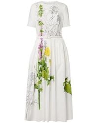 Oscar de la Renta - Foxglove Cotton-Blend Poplin Midi Dress - Lyst