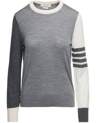 Thom Browne - Rwb Striped Knitted Crewneck Jumper - Lyst