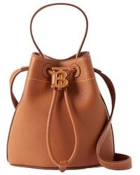 Burberry - Tb Monogram Plaque Drawstring Bucket Bag - Lyst