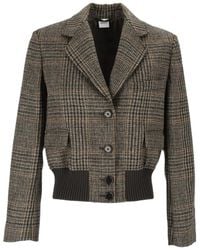 Aspesi - Check-Pattern Virgin Wool Jacket - Lyst