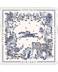 Longchamp - Printed Square Silk Scarf - Lyst