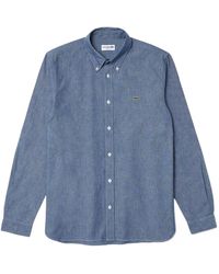 Lacoste - Slim Fit Concealed Placket Poplin Shirt - Lyst
