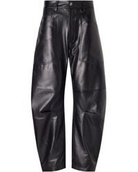 Nili Lotan - Shon Leather Barrel-Leg Pants - Lyst