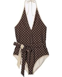 Valentino - Polka Dot Printed Halterneck Swimsuit - Lyst