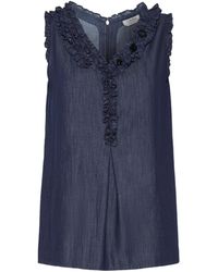 Max Mara - Sleeveless Cotton Denim Top - Lyst