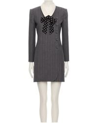 Valentino - Pinstripe-Pattern Polka-Dot Bow Mini Dress - Lyst