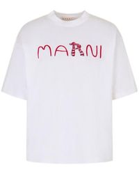 Marni - Logo Printed Crewneck T-Shirt - Lyst