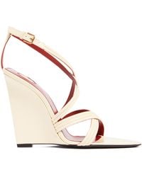Saint Laurent - Open Toe Wedge Sandals - Lyst