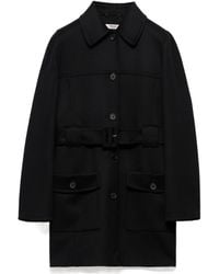 Prada - Single-Breasted Double Cloth Caban Jacket - Lyst