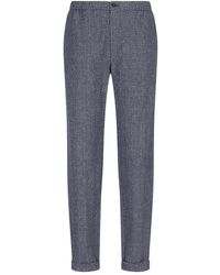Emporio Armani - Textured Woven Cropped Trousers - Lyst