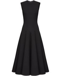 Valentino - Crewneck Pleated Sleeveless Dress - Lyst