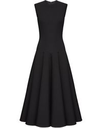 Valentino - Crewneck Pleated Sleeveless Dress - Lyst