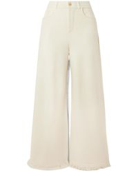 arch4 - Storme Frayed Organic Wool And Cashmere-Blend Wide-Leg Pants - Lyst