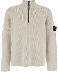 Stone Island - Compass Patch Half-Zipped Knitted Jumper - Lyst
