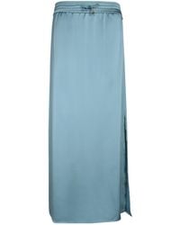 Herno - Drawstring-Waist Side-Slit Satin Midi Skirt - Lyst