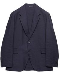 Prada - Single-Breasted Linen Blend Jacket - Lyst