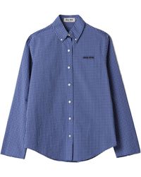 Miu Miu - Logo-Embroidered Button-Up Checked Shirt - Lyst