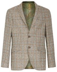 Etro - Check Linen- And Cotton-Blend Blazer - Lyst