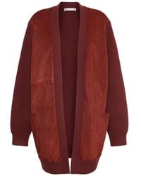 Max Mara - Suede-Panelled Belted Cardigan - Lyst
