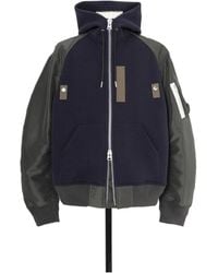 Sacai - Panelled Zip-Up Hoodie - Lyst