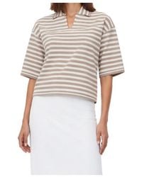 Max Mara - Striped V-Neck T-Shirt - Lyst